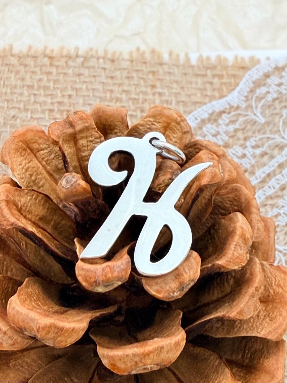 James Avery Large Script Initial H Charm Sterling Silver Letter Charm